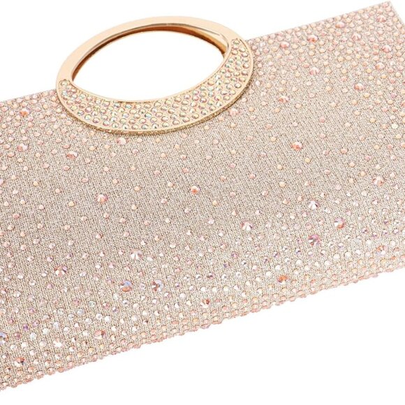 Dexmay Rhinestone Clutch Handbag with Crystal Handle for Wedding Party Elegant C - Picture 5 of 7